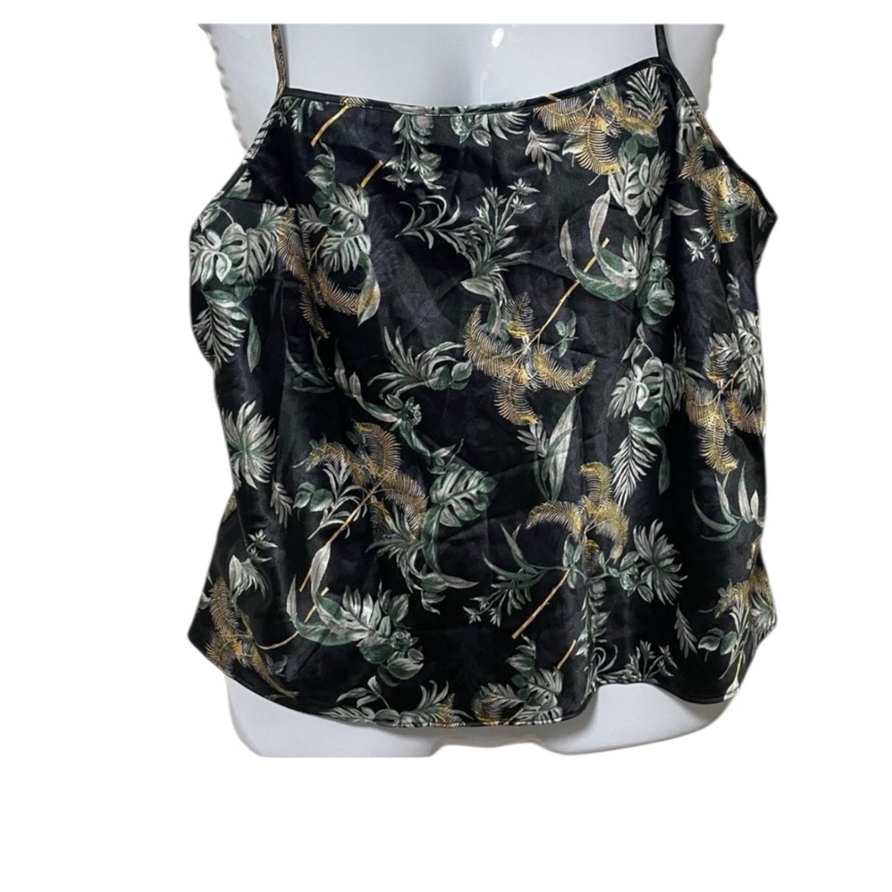 Victorias Secret Cami Print Satin Black L NWT
